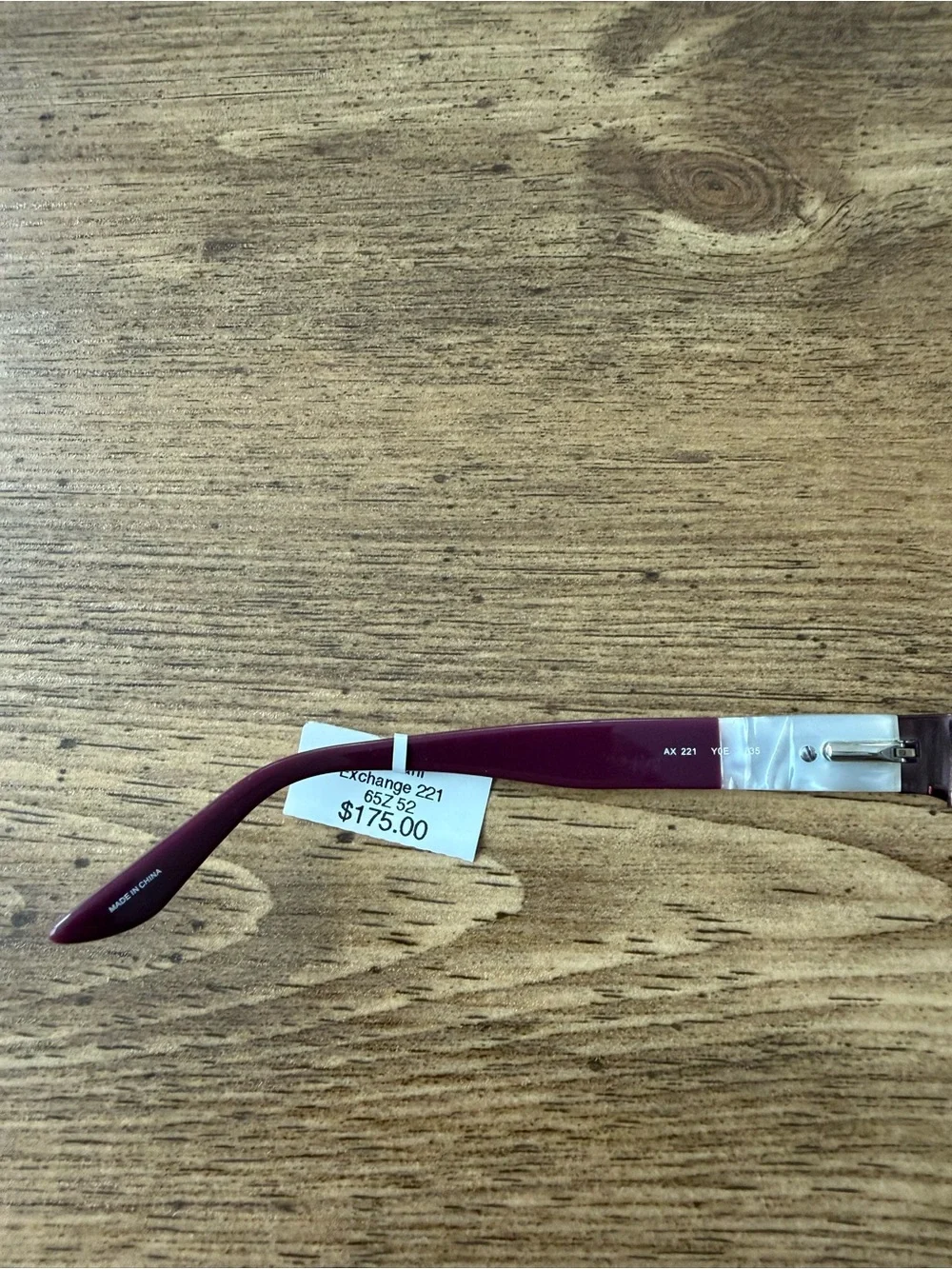 ARMANI EXCHANGE AX 221 Y0E 52-16-135 Purple/Silver Full Rim EYEGLASSES FRAMES